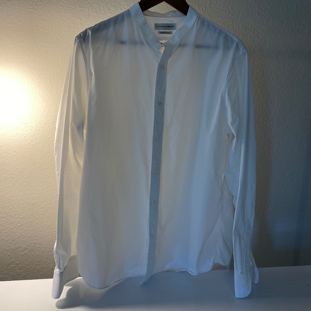 Alexander McQueen band collar button down shirt white  Size 17+  Ultra Luxury - Picture 2 of 13